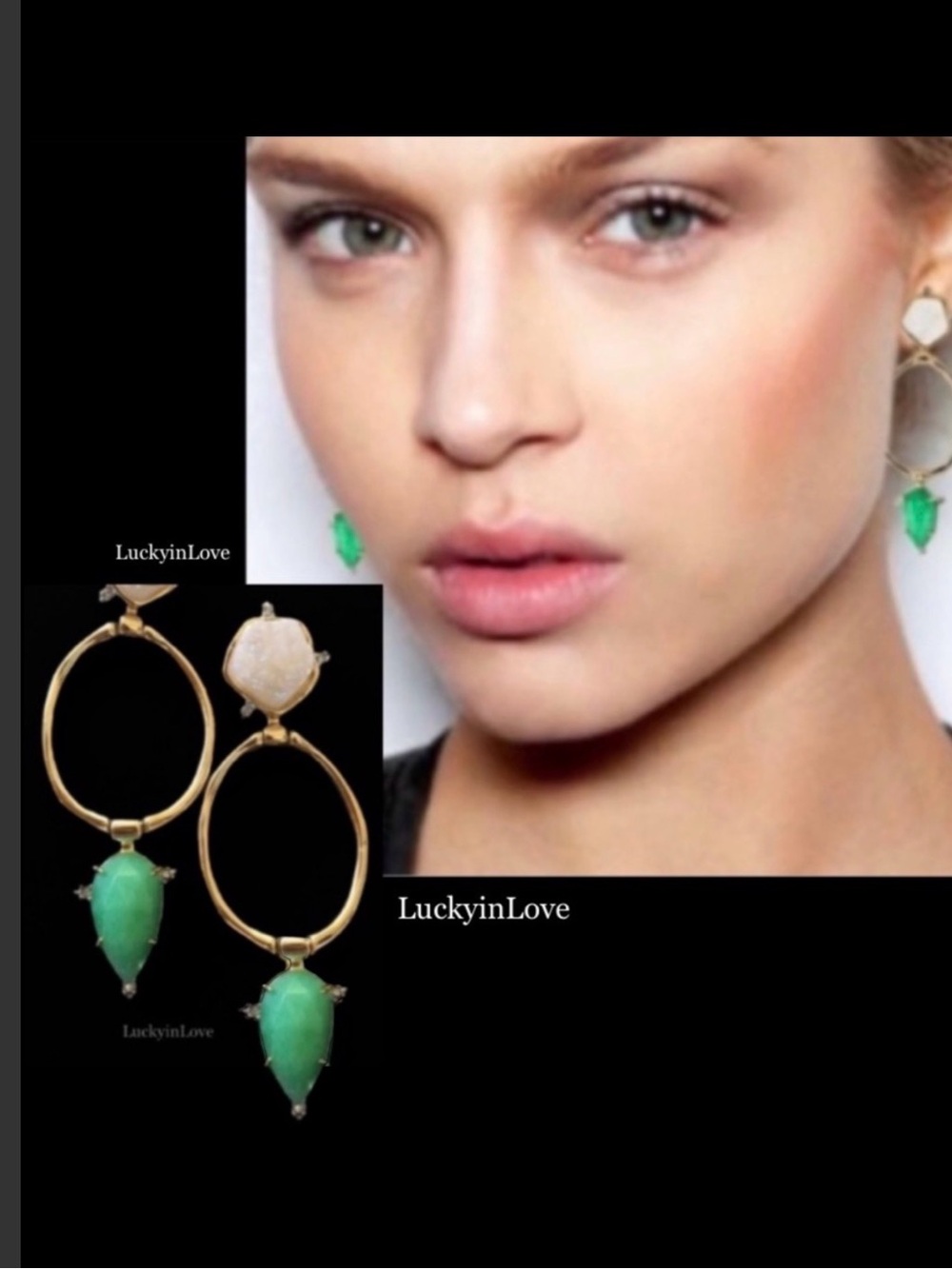 ALEXIS BITTAR• Angel Druzy Green Gold Door Knocker Chandelier Earrings